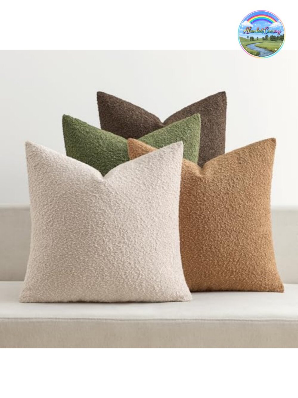 Boucle Throw Pillow Covers Set of 4 18x18 Polyester